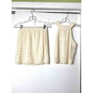 Shein Womens 2 Piece Set Mini Skirt Tank Top Beige Size  S Sleeveless Outfit